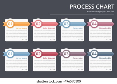 Process chart, flow chart template, infographics design elements with numbers, and text, business infographics, workflow, steps, options, vector eps10 illustration