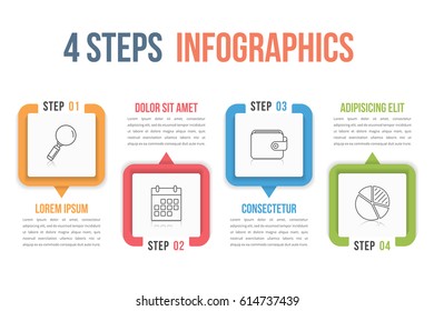 Process chart template, four steps infographics, vector eps10 illustration