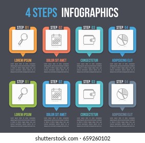 Process chart template, four steps infographics, vector eps10 illustration