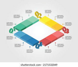 process chart template for infographic for presentation for 12 months in 4 quarter