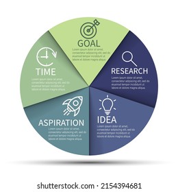  Process chartand and 5 options or steps. Abstract elements of graph, diagram with steps, options, parts or processes.  Business template for presentation. Vector illustration. Eps 10.