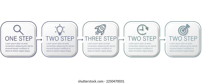 Process chartand and 5 options or steps. Abstract elements of graph, diagram with steps, options, parts or processes. Business template for presentation. Vector illustration. Eps 10.