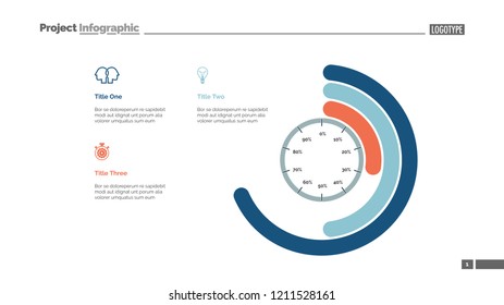 Process circle chart slide template. Business data. Graph, diagram, design. Creative concept for infographic, report. Can be used for topics like management, company, fulfillment