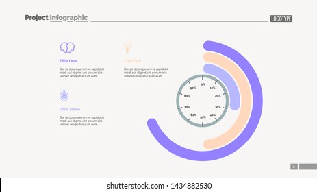 Process circle chart slide template. Business data. Graph, diagram, design. Creative concept for infographic, report. Can be used for topics like management, company, fulfillment