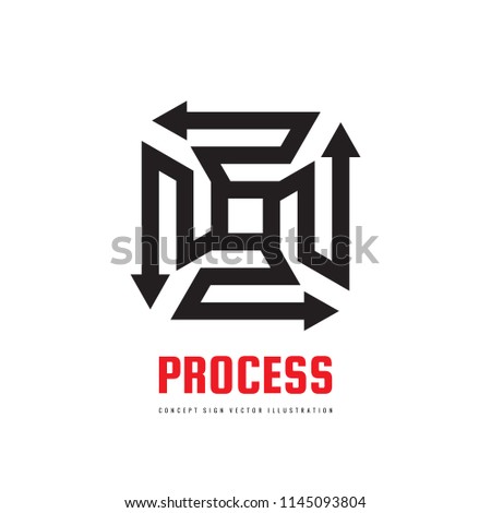 Process - concept business logo template vector illustration. Abstract arrows dynamic system creative sign. Agressive symbol. Strategy icon. Graphic design element. 