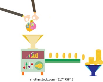 Process of creating. Good idea is to make money and get rich.