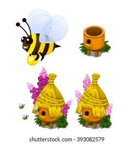 The process of creating a honey bee. Vector illustration.