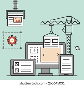 Process of creating site. Process coding and programming - vector illustration