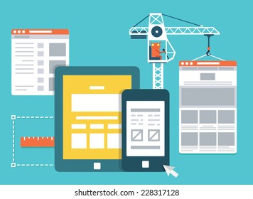 Process Of Creating Site. Development Skeleton Framework Of A Website - Vector Illustration