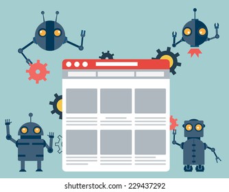 Process of creating site. Development skeleton framework of a website - vector illustration