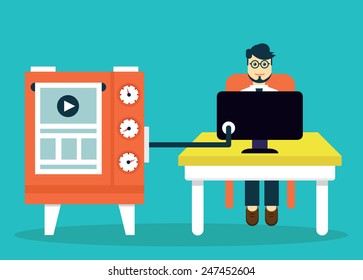 Process of creating site. Development skeleton wireframe of a website - vector illustration