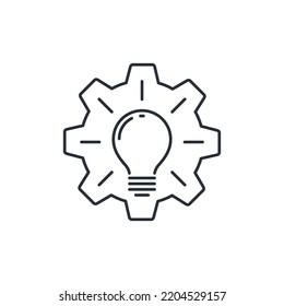 The process of creative thinking. Vector linear icon isolated on white background.