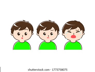 The process of crying boy