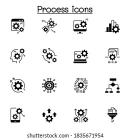 Process, Data Analysis Icon Set In Thin Line Style