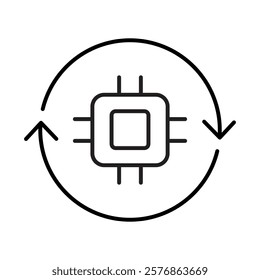 Process Data Icon – Chip Representing AI Data Processing Capabilities