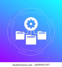 process data icon with file folders, vector