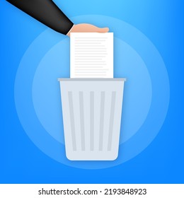 Process Delete file in paper. Remove document. Vector stock illustration.