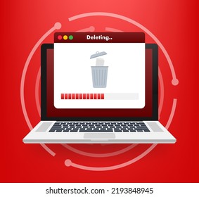 Process Delete file in paper. Remove document. Vector stock illustration.