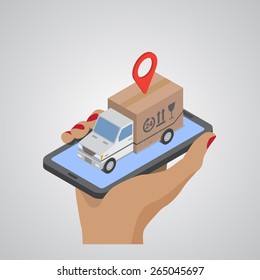Process of delivery. Isometric vector illustration EPS10 vector