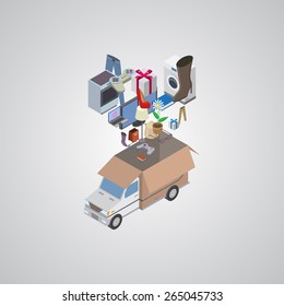 Process of delivery. Isometric vector illustration EPS10 vector
