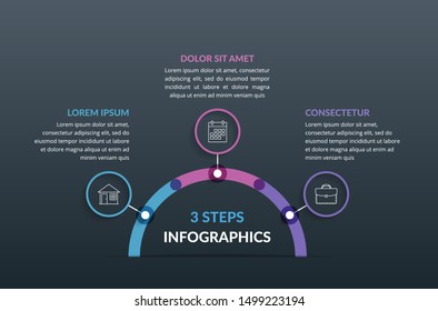 Process diagram with 3 elements, infographic template for web, business, reports, presentations, etc, vector eps10 illustration