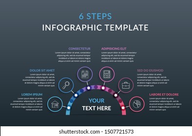 Process diagram with 6 elements, infographic template for web, business, reports, presentations, etc, vector eps10 illustration