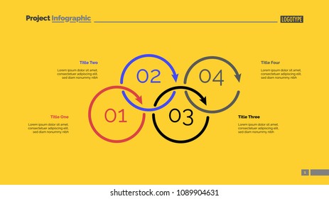 Process diagram with four elements. Cycle chart, step graph, layout. Creative concept for infographics, presentation, project, report. Can be used for topics like management, strategy, planning.