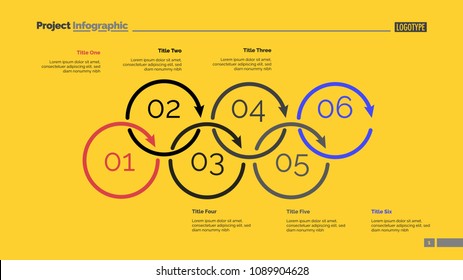 Process diagram with six elements. Cycle chart, step graph, layout. Creative concept for infographics, presentation, project, report. Can be used for topics like management, strategy, planning.