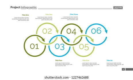 Process diagram with six elements. Cycle chart, step graph, layout. Creative concept for infographics, presentation, project, report. Can be used for topics like management, strategy, planning.