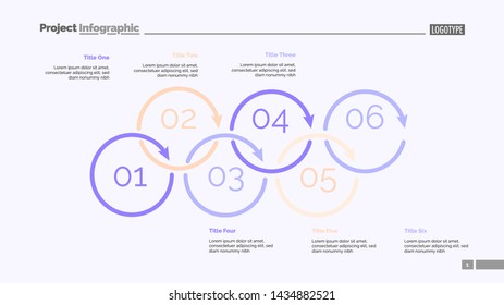 Process diagram with six elements. Cycle chart, step graph, layout. Creative concept for infographics, presentation, project, report. Can be used for topics like management, strategy, planning.