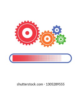 The process of downloading and updating the software system. flat vector illustration isolated on white background
