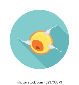 Process of egg fertilization color icon. Flat design for web and mobile