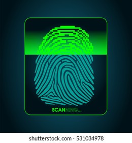 the process of fingerprint scanning - digital security system, the access control,  data protection
