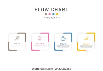 Process flow chart infographic, Can be used for process diagrams, presentations, workflow layouts, banners, flow charts, data graphs.
