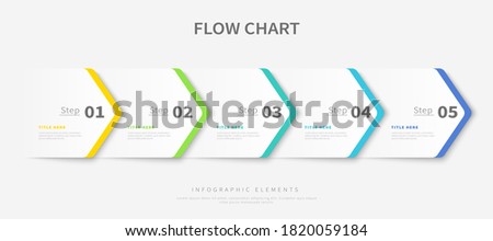 Process flow chart infographic template design, Colourful infographics with arrow elements