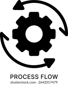 Process Flow Gear Arrows Black Fill Icon Design
