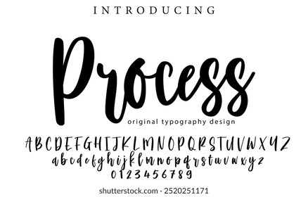 Process Font Stylish brush painted an uppercase vector letters, alphabet, typeface