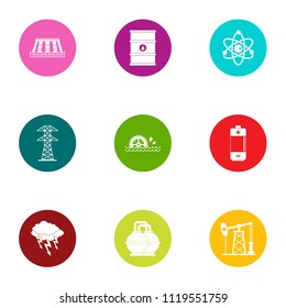 Process fuel icons set. Flat set of 9 process fuel vector icons for web isolated on white background