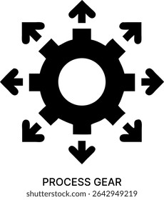Process Gear and Multi-Directional Workflow Mechanism Icon Design