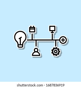 Process, goal, bulb sticker icon. Simple thin line, outline vector of Creative thinking icons for ui and ux, website or mobile application