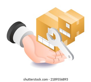 Process goods delivery in isometric illustration