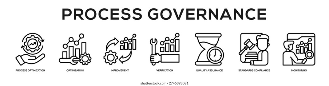 Process Governance web banner icon illustration concept