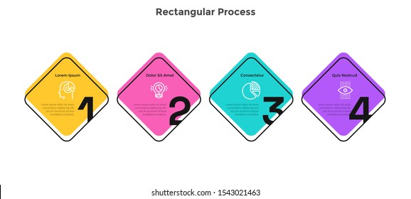 Process graph with 4 square elements with figures. Concept of four successive steps of startup development and progress. Simple infographic design template. Flat vector illustration for presentation.