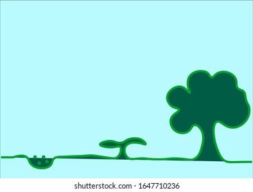 process of growing plants from seeds to trees (green color)