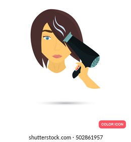The process of hair drying color flat icon
