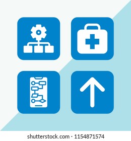 process icon. 4 process set with upload, treatment, ui and organization vector icons for web and mobile app