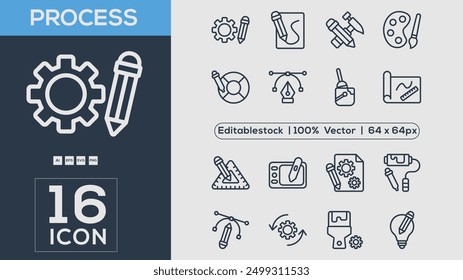 Process icon collection vector illustrator	