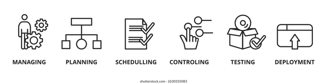 process, icon, devops, scrum, data, software, computer, testing, technology, schedule, background, vector, business, banner, illustration, concept, digital, communication, internet, sign, tools, picto