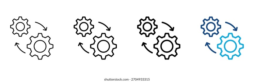 Ícone do processo Estilo diferente Contorno Coleção Conjunto Ilustração do vetor