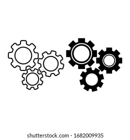 Process icon in a flat style in black color isolated on white background. Simple operations icon. EPS 10 vector